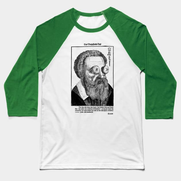 Vintage Medieval Eyes Cursed By Witchcraft Illustration Baseball T-Shirt by CultOfRomance